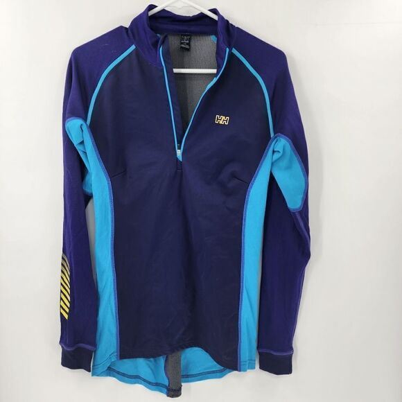 Helly hansen blue long sleeve large running pullover mesh back skiing gym workou - Picture 1 of 4